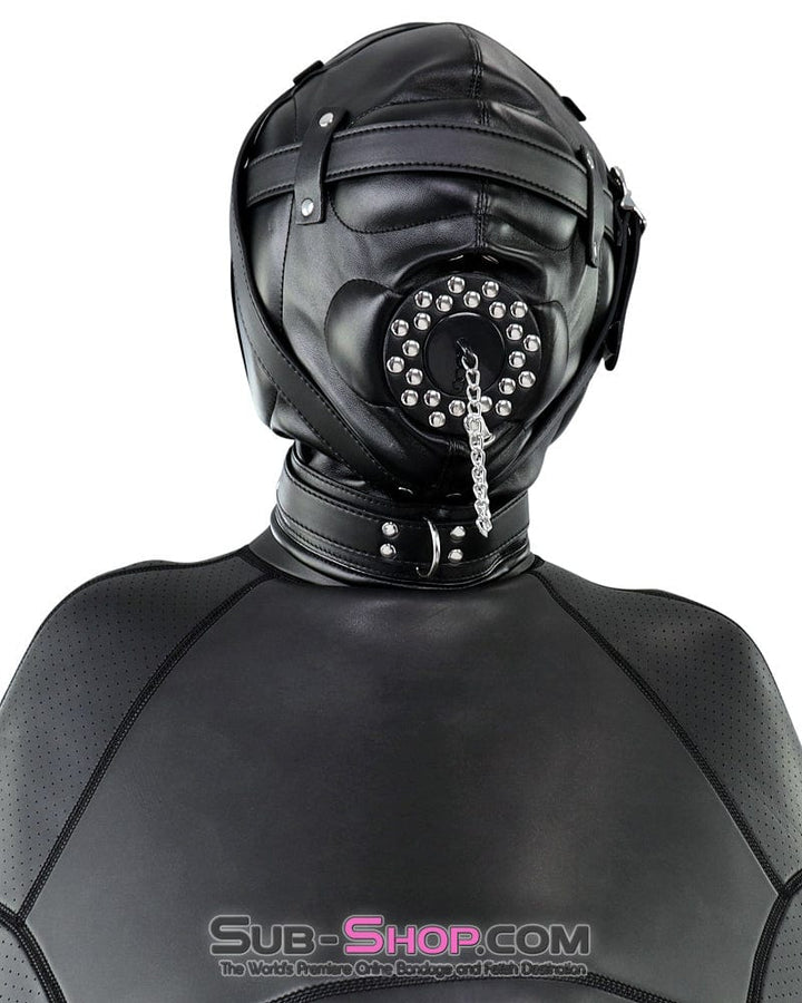 0193SM      Complete Captive Locking Sensory Deprivation Hood with Open Mouth Plug Gag Hoods   , Sub-Shop.com Bondage and Fetish Superstore