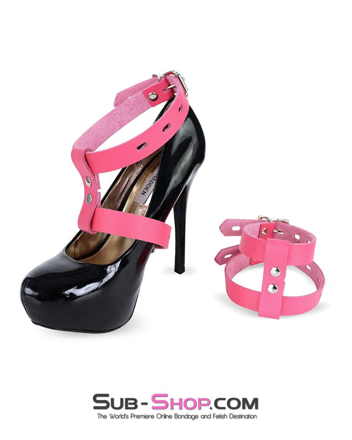 0224A      Pink Locking High Heel Shoe Cuffs Cuffs   , Sub-Shop.com Bondage and Fetish Superstore