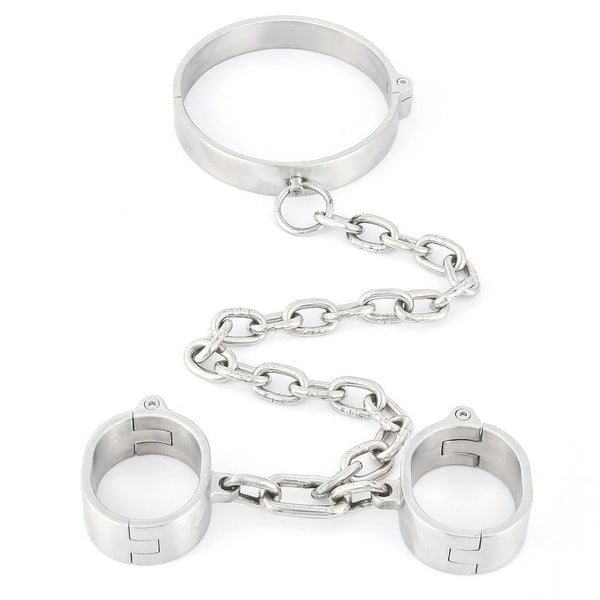 0264M Master’s Choice Locking Stainless Steel Collar & Wrist Restraints Steel Bondage , Sub-Shop.com Bondage and Fetish Superstore