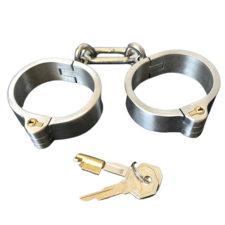 0267M Steel Collar To Wrist Serving Set With Tubular Key Locks Steel Bondage , Sub-Shop.com Bondage and Fetish Superstore