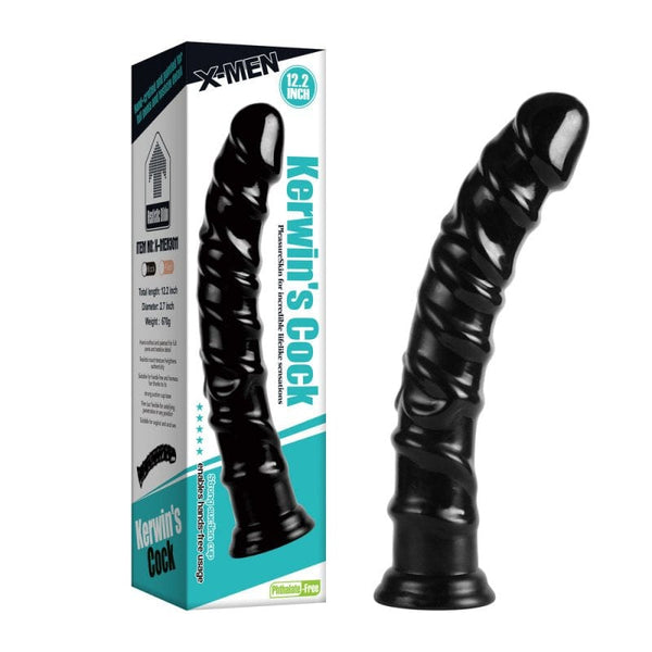 0268M Foot Long Really Big Ribbed Black Suction Cup Dildo Dildo , Sub-Shop.com Bondage and Fetish Superstore