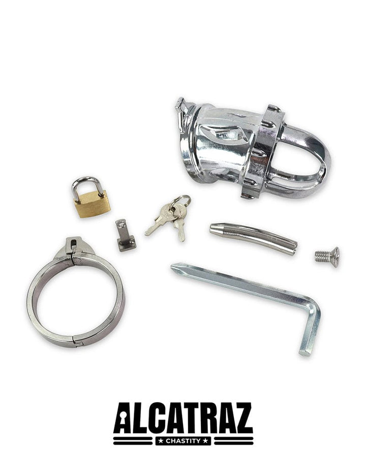 0314AR Steel Locking Chastity Cage Device with Removable Urethral Sound Chastity , Sub-Shop.com Bondage and Fetish Superstore