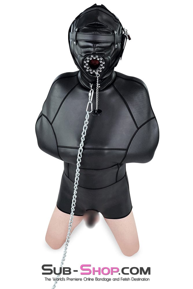 0193SM      Complete Captive Locking Sensory Deprivation Hood with Open Mouth Plug Gag Hoods   , Sub-Shop.com Bondage and Fetish Superstore