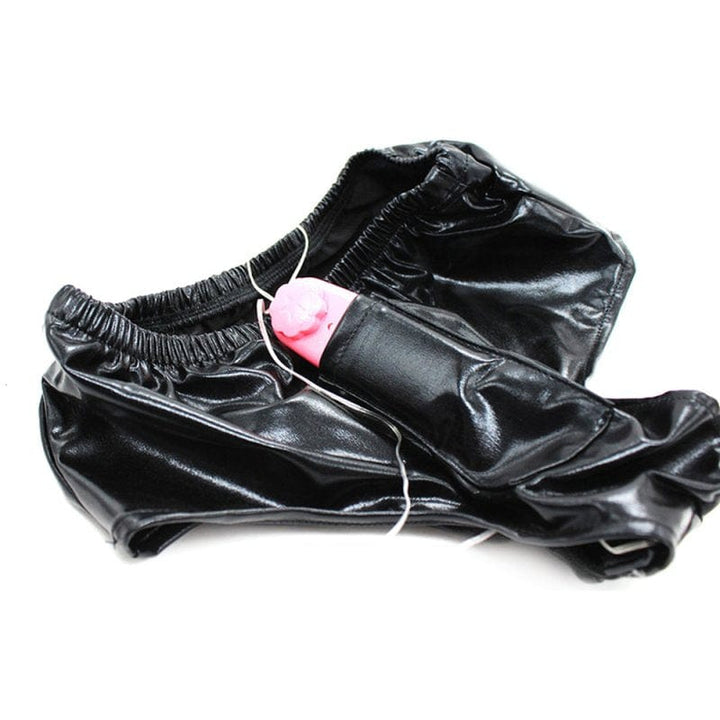 0436M Faux Leather Vibrating Dildo Panties Dildo Panties , Sub-Shop.com Bondage and Fetish Superstore