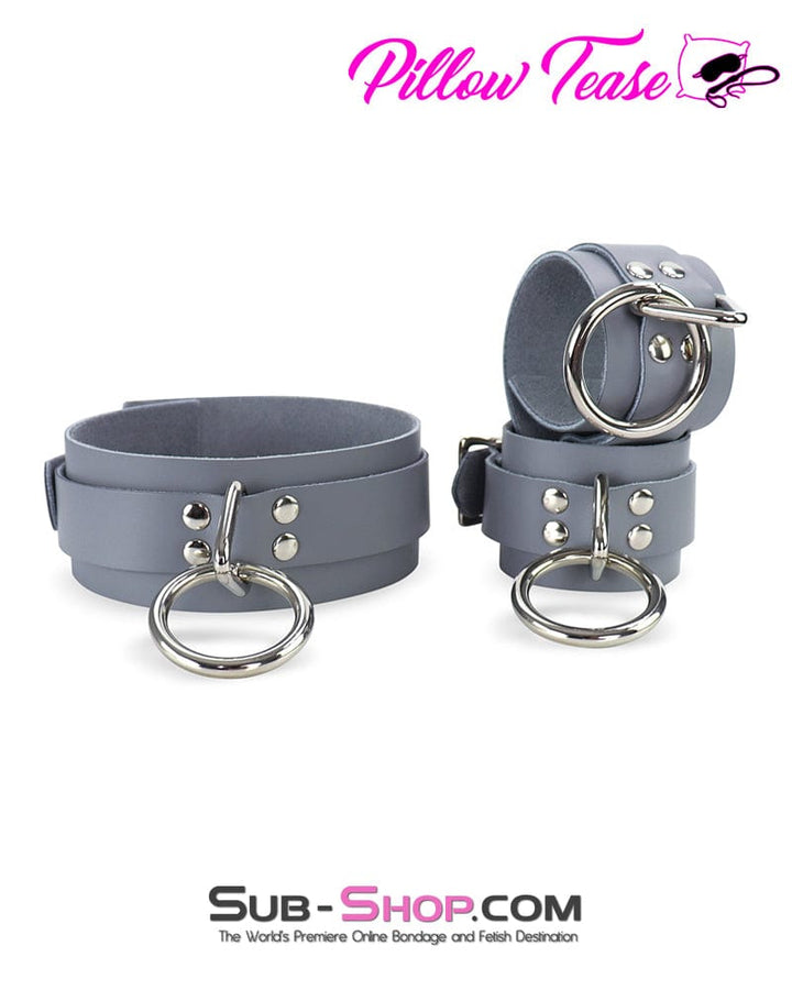 0654A      Steel Grey Leather Bondage Collar Collar   , Sub-Shop.com Bondage and Fetish Superstore