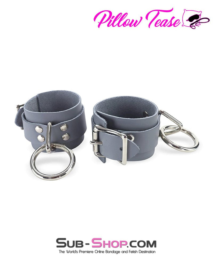 0697A      Steel Grey Leather Bondage Wrist Cuffs Cuffs   , Sub-Shop.com Bondage and Fetish Superstore