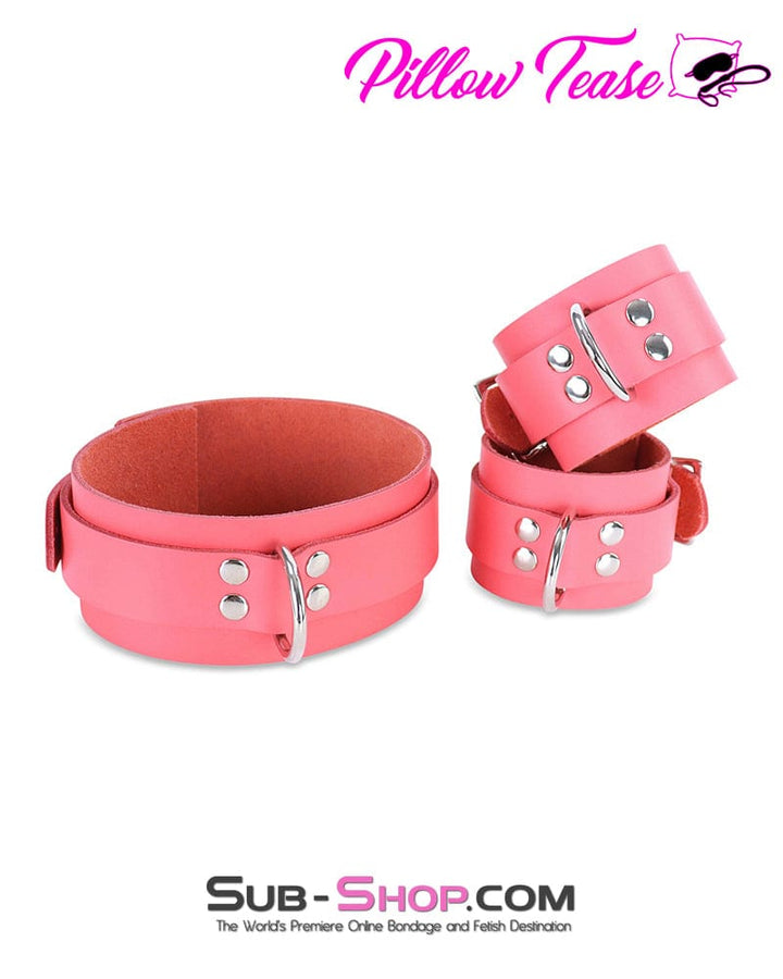 1339A      Passion Pink Leather Bondage Wrist Cuffs Cuffs   , Sub-Shop.com Bondage and Fetish Superstore