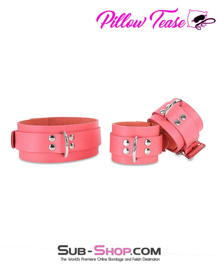 1339A      Passion Pink Leather Bondage Wrist Cuffs Cuffs   , Sub-Shop.com Bondage and Fetish Superstore