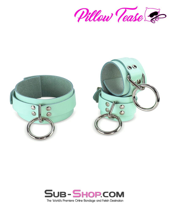 1398A      Retro Mint Leather Bondage Collar Collar   , Sub-Shop.com Bondage and Fetish Superstore