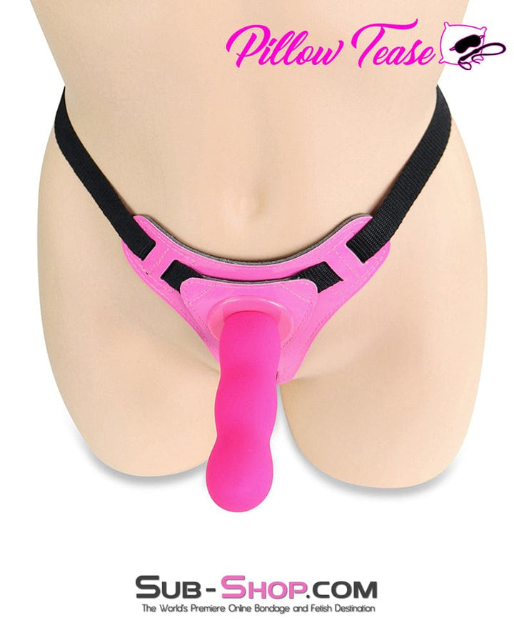 1413DL      Pink Power Play Strap On Dildo Harness with Silicone Ripple Dildo Strap-On Harness   , Sub-Shop.com Bondage and Fetish Superstore