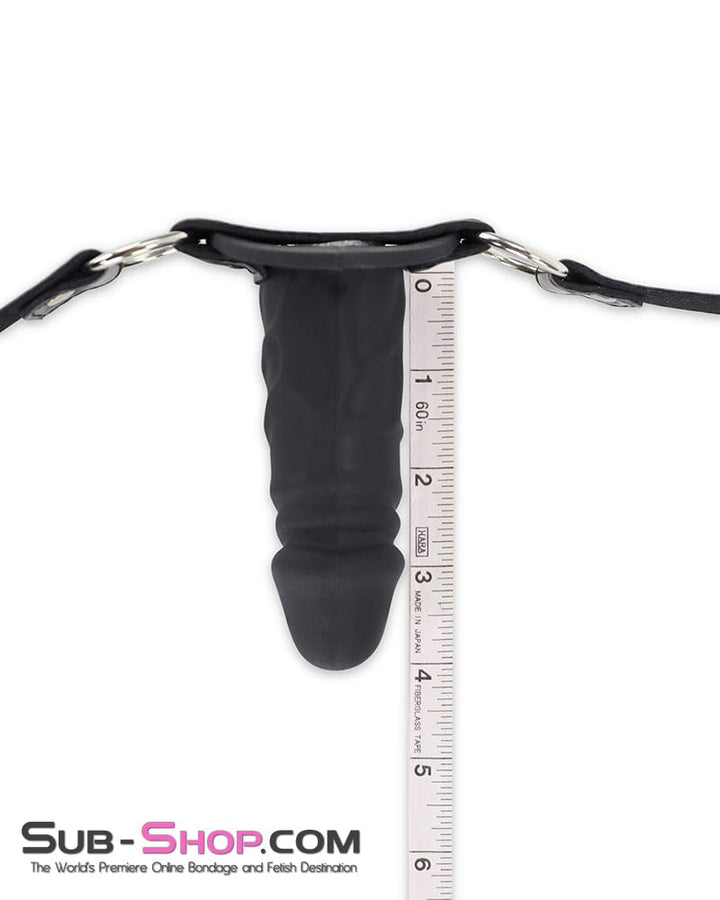 1521DL-4"      Black Silicone Penis Gag on O-Rings Straps, 4" Gag Gags   , Sub-Shop.com Bondage and Fetish Superstore