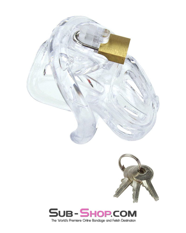 1535AR      Short Jailhouse Cock Clear Locking Male Chastity Cage Chastity   , Sub-Shop.com Bondage and Fetish Superstore