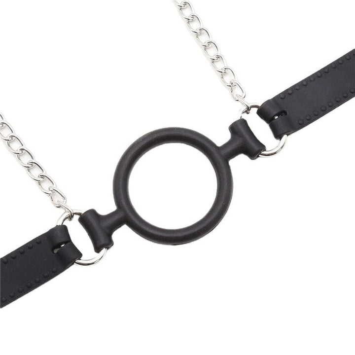 2225DL      Locking 2” Wide Black Silicone Comfort Ring Gag with Adjustable Nipple Clamps - MEGA Deal Black Friday Blowout   , Sub-Shop.com Bondage and Fetish Superstore