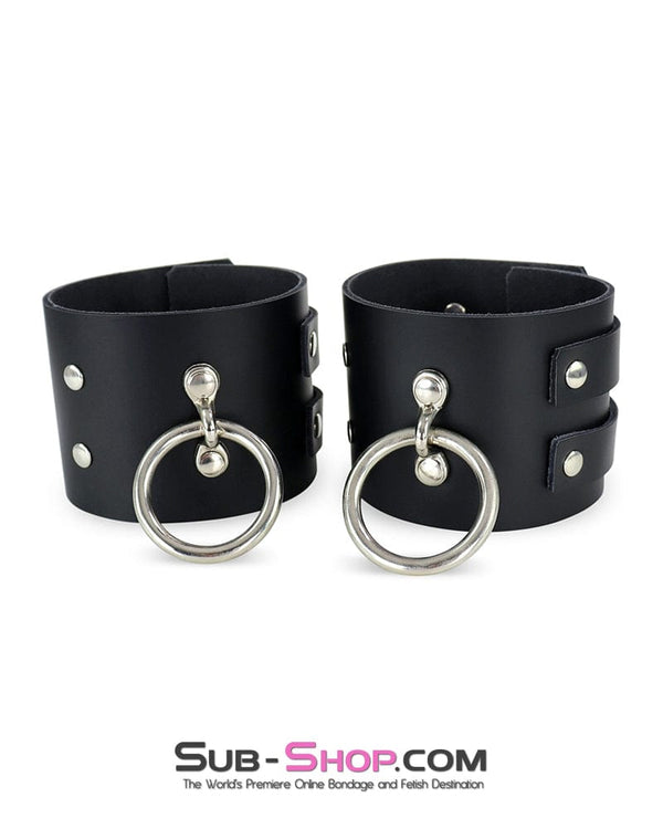 2499A      3 Inch Wide Black Leather Ankle Cuffs Cuffs   , Sub-Shop.com Bondage and Fetish Superstore