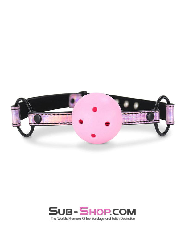 2620DL Iridescent Pink Breather Drool Ball Gag Ballgag , Sub-Shop.com Bondage and Fetish Superstore