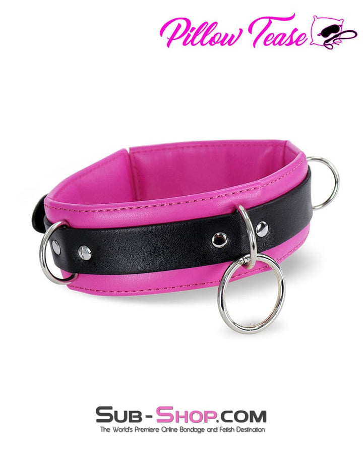 2668DL      Black and Rose Padded Bondage Collar Collar   , Sub-Shop.com Bondage and Fetish Superstore