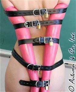 3756A-SIS      Locking Sissy Boi Crossdressing Forced Feminization Fantasy Dominatrix Sissy Bondage Strap, Black - 4 Sizes! Sissy   , Sub-Shop.com Bondage and Fetish Superstore