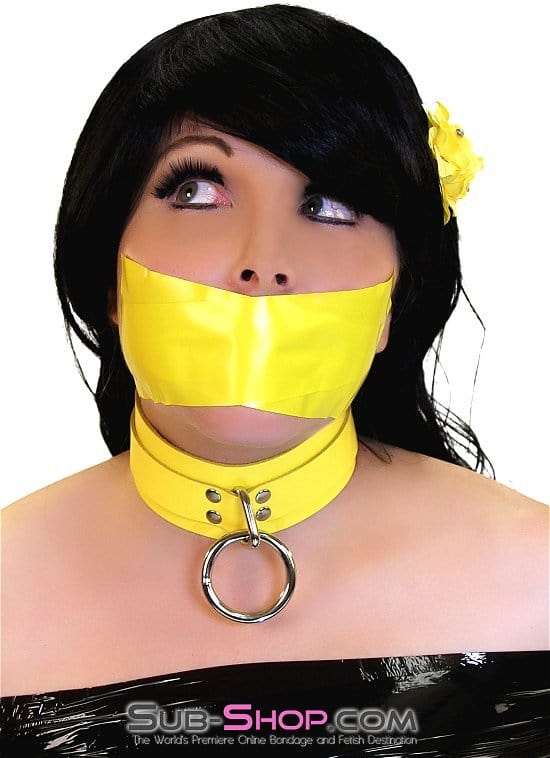 4775A      Playtime Bright Yellow Leather Bondage Collar Collar   , Sub-Shop.com Bondage and Fetish Superstore