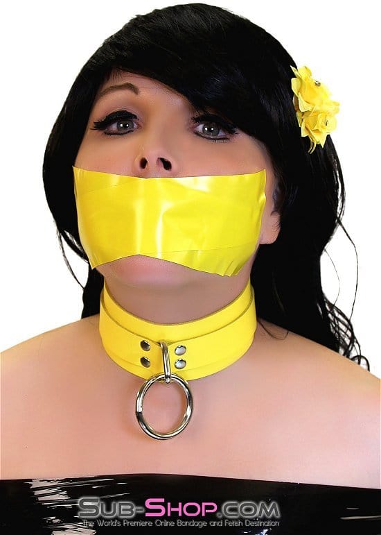 4775A      Playtime Bright Yellow Leather Bondage Collar Collar   , Sub-Shop.com Bondage and Fetish Superstore