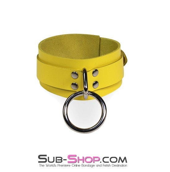 4775A      Playtime Bright Yellow Leather Bondage Collar Collar   , Sub-Shop.com Bondage and Fetish Superstore