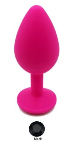 0479AE Soft Silicone Butt Plug, Large Hot Pink Plug, Black Crystal - LAST CHANCE - Final Closeout! MEGA Deal , Sub-Shop.com Bondage and Fetish Superstore