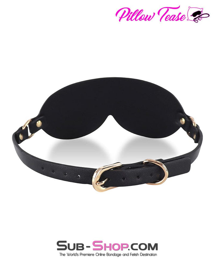 6903DL Luxury Wide Leather Blindfold Mask with Gold Hardware – Premium Sensory Deprivation Blindfold , Sub-Shop.com Bondage and Fetish Superstore