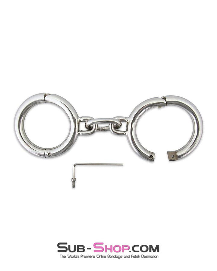 7343M      Heavy Bondage Stainless Steel Wrist Manacles, Large / Extra Large Steel Bondage   , Sub-Shop.com Bondage and Fetish Superstore