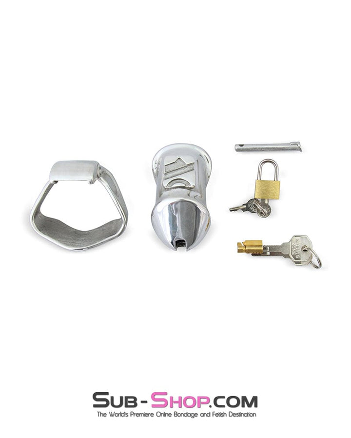 7227M      Short Dick Steele High Security Chastity Cock Cage with Medium Cock Cuff Chastity   , Sub-Shop.com Bondage and Fetish Superstore