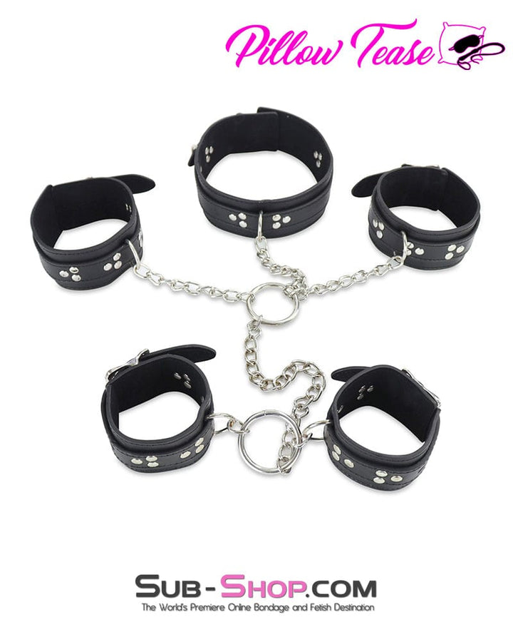 7287DL      Locking Collar, Wrist and Ankle Cuffs Bondage Serving Set Bondage Set   , Sub-Shop.com Bondage and Fetish Superstore