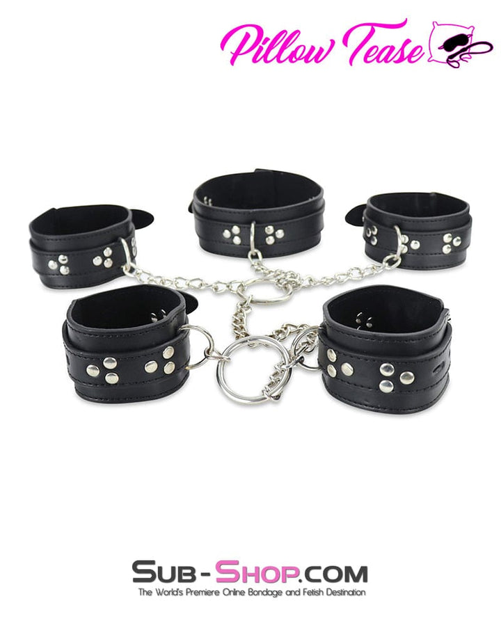 7287DL      Locking Collar, Wrist and Ankle Cuffs Bondage Serving Set Bondage Set   , Sub-Shop.com Bondage and Fetish Superstore