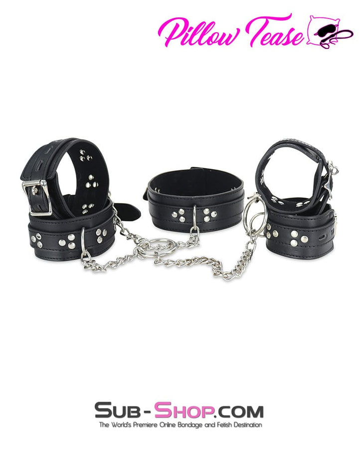 7287DL      Locking Collar, Wrist and Ankle Cuffs Bondage Serving Set Bondage Set   , Sub-Shop.com Bondage and Fetish Superstore