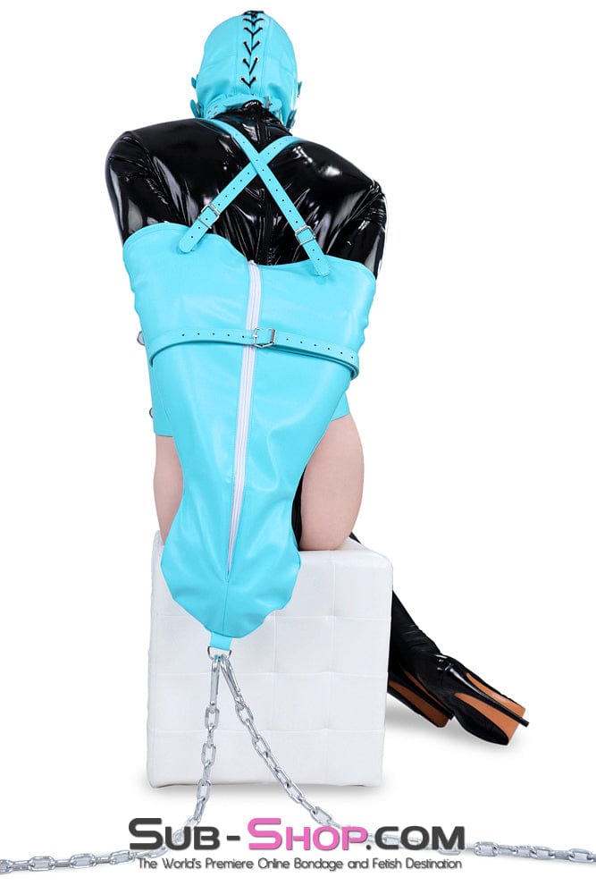 7302DL-SIS      Satin Lined Diamond Blue Feminization BDSM Training Zipper Armbinder + Bondage Glove Sissy Set Sissy   , Sub-Shop.com Bondage and Fetish Superstore