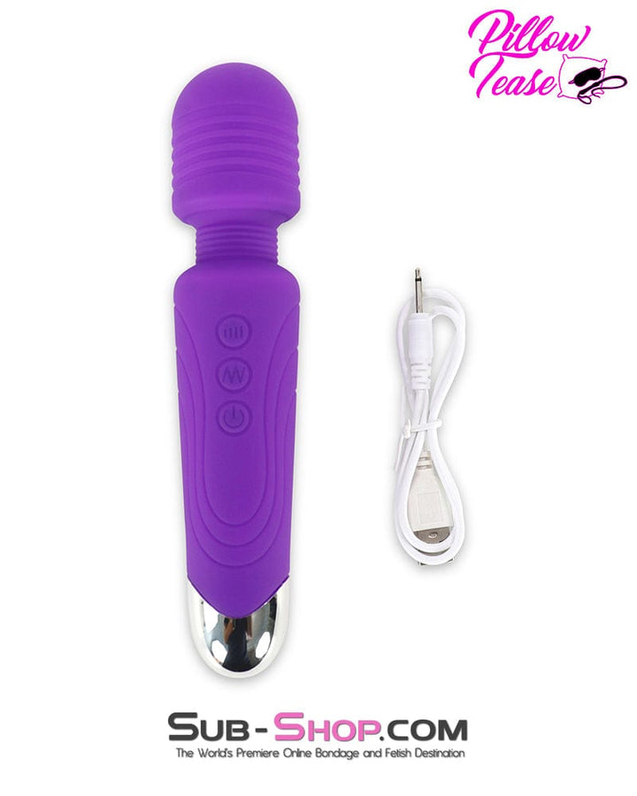 7386M      20 Function Purple Silicone Waterproof Rechargeable Wand Massager Massager   , Sub-Shop.com Bondage and Fetish Superstore