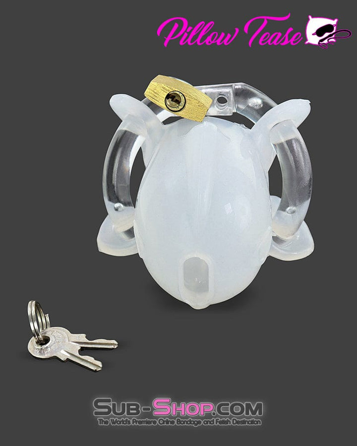 7416AE      Short White Silicone Chastity with Brass Padlock Chastity   , Sub-Shop.com Bondage and Fetish Superstore