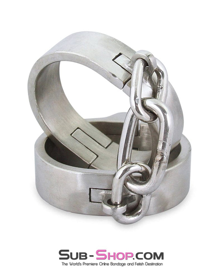 7806M      Captive Slave Chromed Steel Wrist Cuffs, Small / Medium Steel Bondage   , Sub-Shop.com Bondage and Fetish Superstore