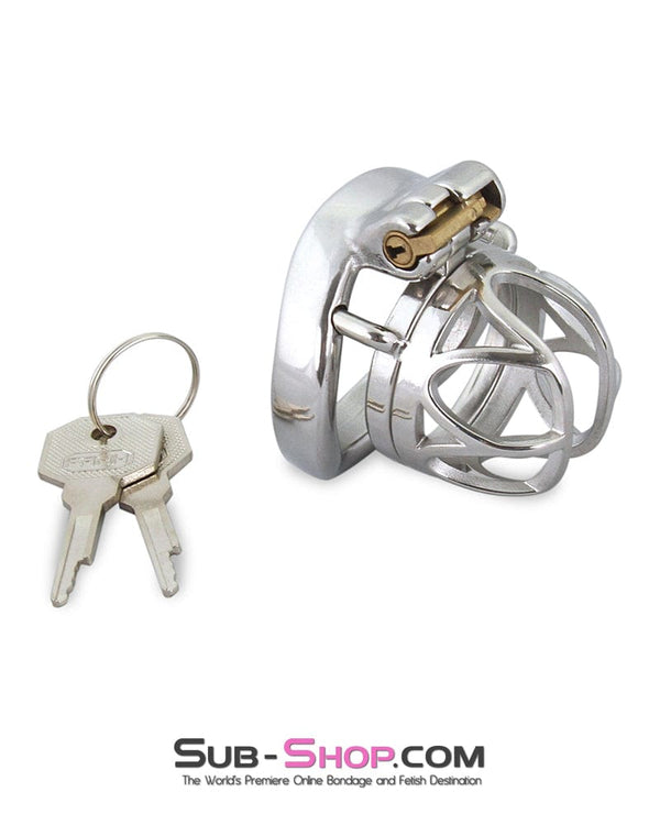 7812M      The Brig Small Steel Cock Cage Chastity with Small Cock Ring Chastity   , Sub-Shop.com Bondage and Fetish Superstore