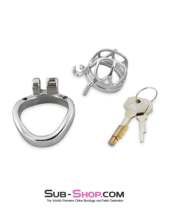 7829M The Brig Small Steel Cock Cage Chastity with Medium Cock Ring Chastity , Sub-Shop.com Bondage and Fetish Superstore