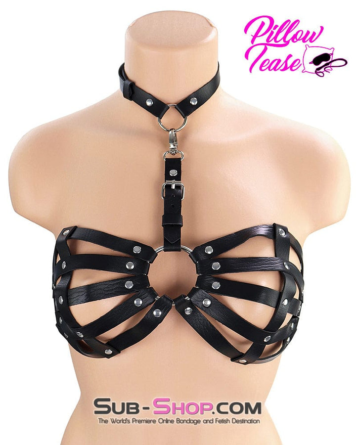 8801DL      Strappy Bondage Bra with Collar Breast Bondage   , Sub-Shop.com Bondage and Fetish Superstore