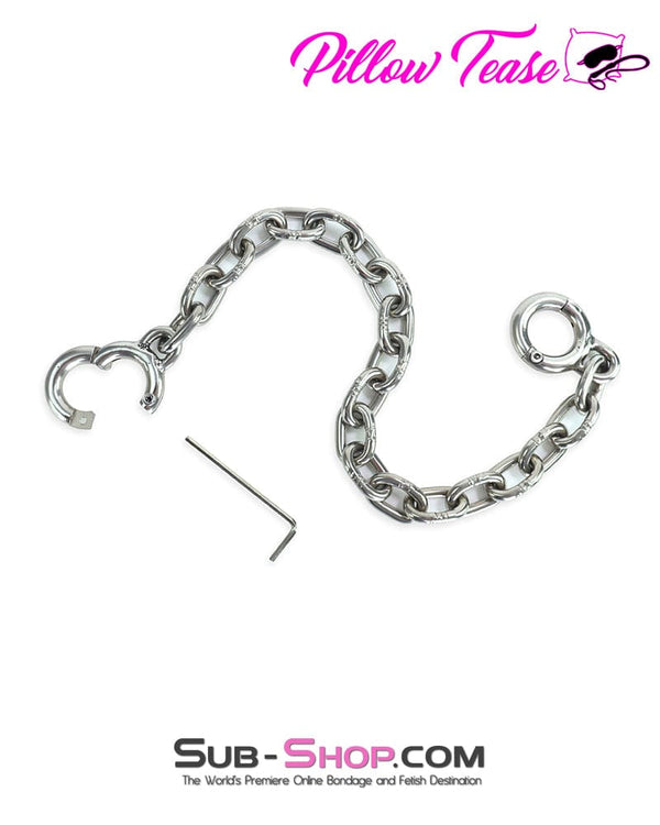 8803M      Stainless Steel Thumb Cuffs with Chain Cuffs   , Sub-Shop.com Bondage and Fetish Superstore