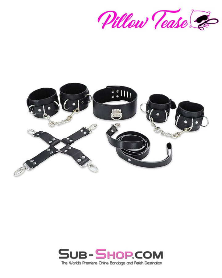 9920DL      Collar, Blindfold, Gag, Hogtie Strap, Wrist, Ankle Cuffs and Nipple Clamps Bondage Set Bondage Set   , Sub-Shop.com Bondage and Fetish Superstore