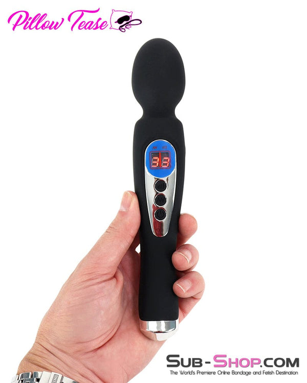 9942M      9 Function with 8 Speeds Silicone Waterproof Rechargeable LCD Wand Vibrator Vibrators   , Sub-Shop.com Bondage and Fetish Superstore