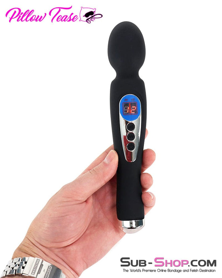 9942M      9 Function with 8 Speeds Silicone Waterproof Rechargeable LCD Wand Vibrator Vibrators   , Sub-Shop.com Bondage and Fetish Superstore