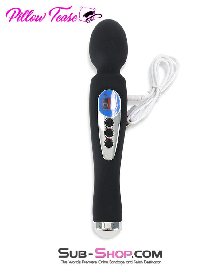 9942M      9 Function with 8 Speeds Silicone Waterproof Rechargeable LCD Wand Vibrator Vibrators   , Sub-Shop.com Bondage and Fetish Superstore