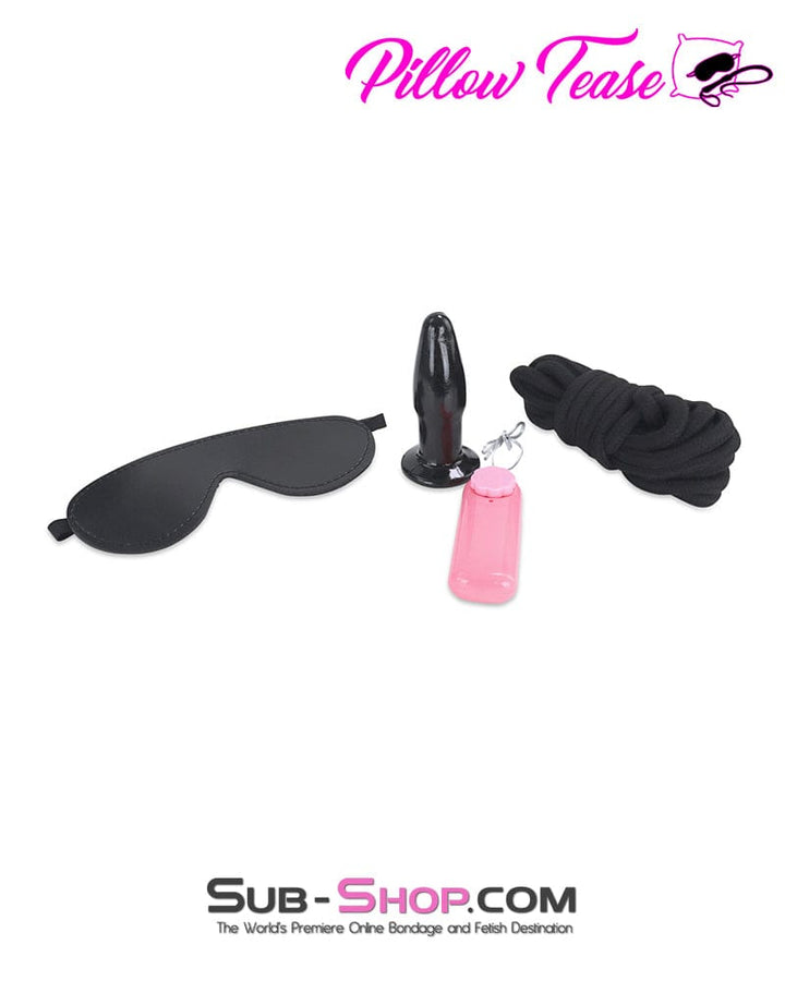 9974M      9 Pc Fur Lined Black Bondage Kit + Vibrating Butt Plug Bondage Set   , Sub-Shop.com Bondage and Fetish Superstore