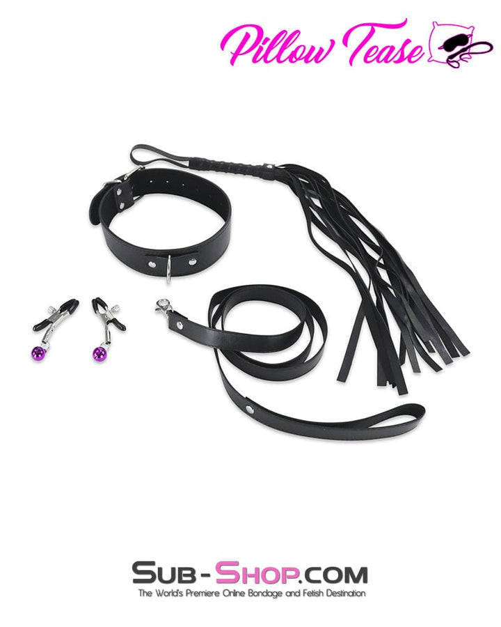 9976M      9 pc. Collar, Cuffs, Rope, Paddle, Whip, Blindfold + Nipple Clamps Bondage Set Bondage Set   , Sub-Shop.com Bondage and Fetish Superstore