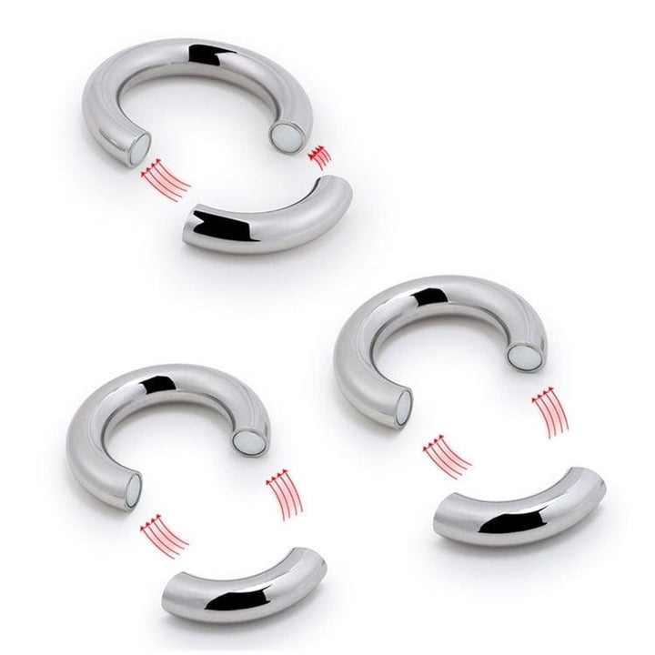 0644M      Babe Magnet Stainless Steel Magnetic Ball Stretcher Ring, Medium Cock Ring   , Sub-Shop.com Bondage and Fetish Superstore