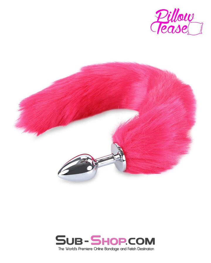 0669M      Li'l Pink Furry Fox Tail Small Metal Anal Plug - LAST CHANCE - Final Closeout! MEGA Deal   , Sub-Shop.com Bondage and Fetish Superstore