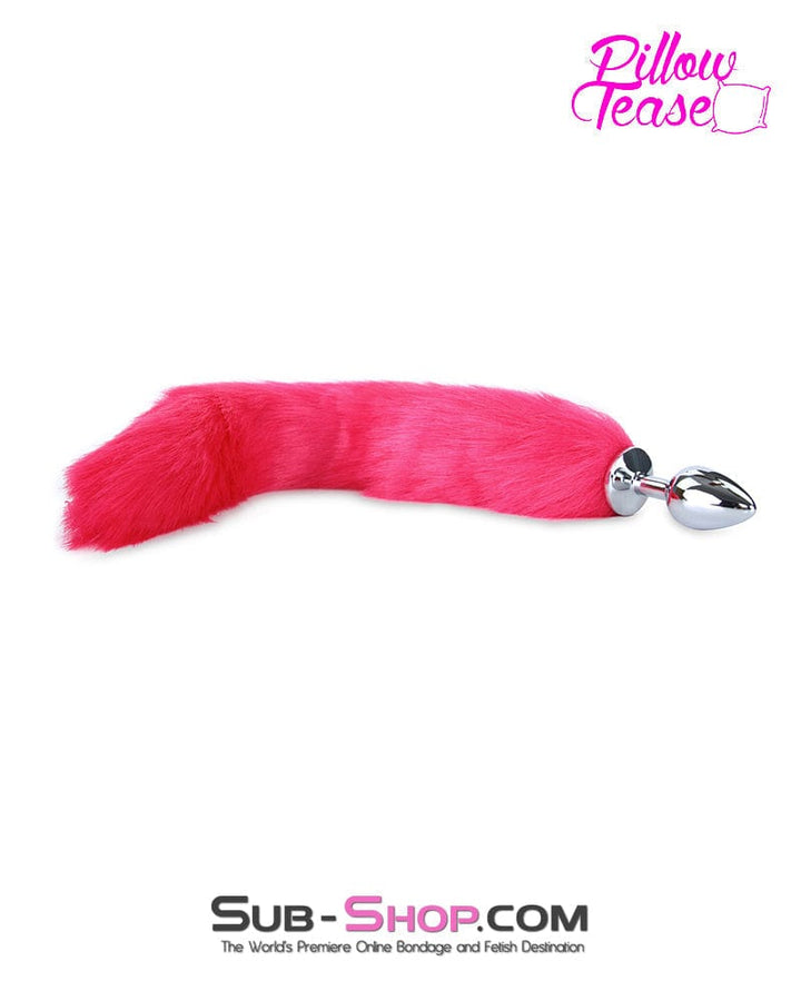 0669M      Li'l Pink Furry Fox Tail Small Metal Anal Plug - LAST CHANCE - Final Closeout! MEGA Deal   , Sub-Shop.com Bondage and Fetish Superstore