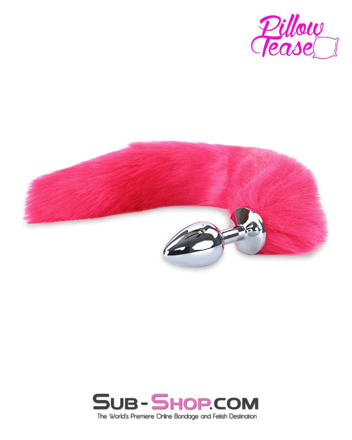 0669M      Li'l Pink Furry Fox Tail Small Metal Anal Plug - LAST CHANCE - Final Closeout! MEGA Deal   , Sub-Shop.com Bondage and Fetish Superstore