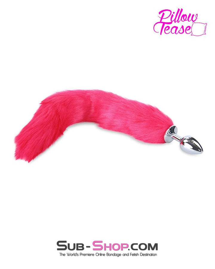 0669M      Li'l Pink Furry Fox Tail Small Metal Anal Plug - LAST CHANCE - Final Closeout! MEGA Deal   , Sub-Shop.com Bondage and Fetish Superstore